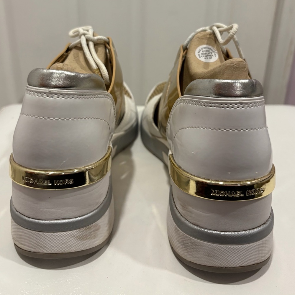 Michael Kors White and Gold Mesh Sneakers - Picture 5 of 6